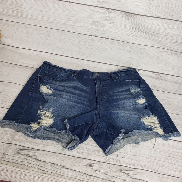 Scoop Retro Boy Jean Distressed‎ Denim Shorts Women's 10 - Picture 1 of 15